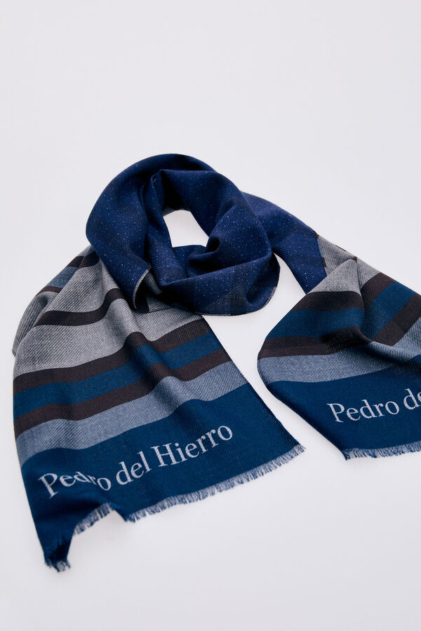 Pedro del Hierro Bufanda tela estampada rayas Azul