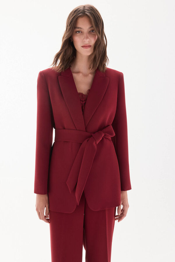 TFP by Tamara Falc&oacute; Blazer com cinto Bordeaux