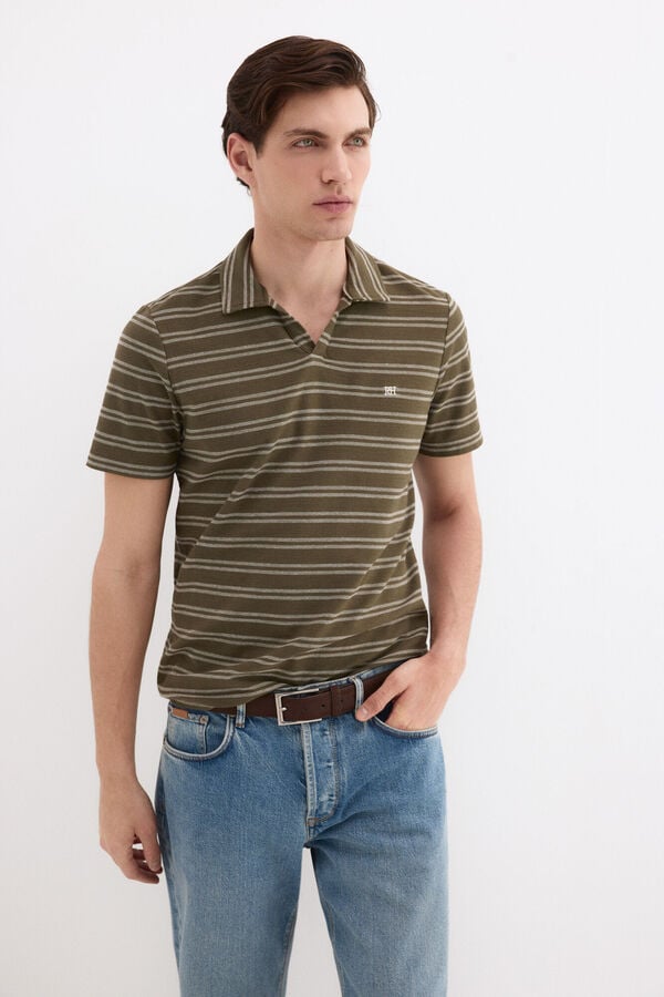 Pedro del Hierro Polo r&uacute;stico &agrave;s riscas Verde