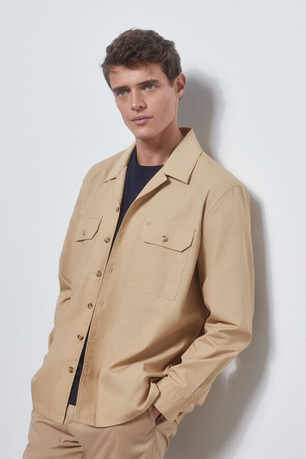 Pedro del Hierro Camp collar overshirt Beige