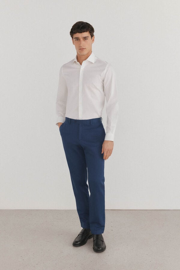 Pedro del Hierro Camisa social lisa que n&atilde;o pode ser passada a ferro + resistente a manchas Branco