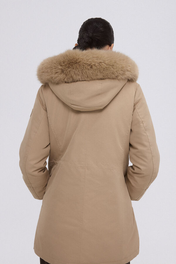 Pedro del Hierro Parka comprida com capuz Beige