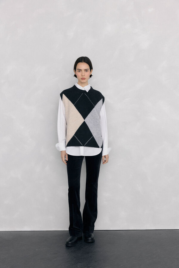 Pedro del Hierro Cal&ccedil;a flare push-up de veludo Preto