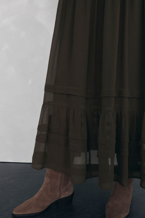 Pedro del Hierro Vestido largo detalle jaretas Verde