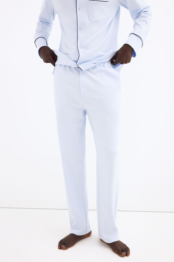 Pedro del Hierro Cal&ccedil;a comprida de pijama em algod&atilde;o espanhol Azul