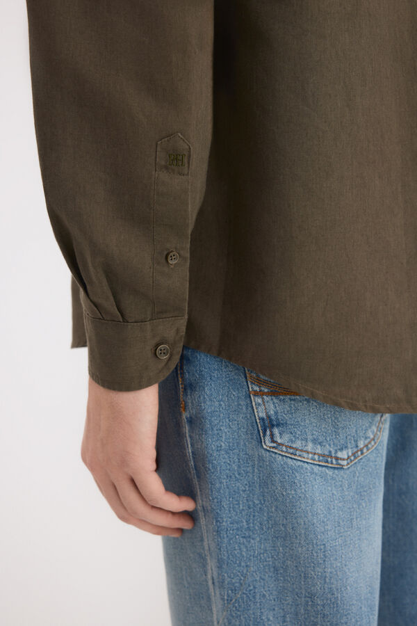Pedro del Hierro Camisa em linho com bolsos Verde