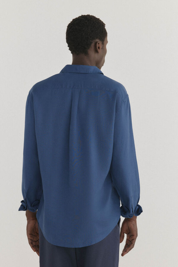 Pedro del Hierro Camisa Tencel de linho Azul