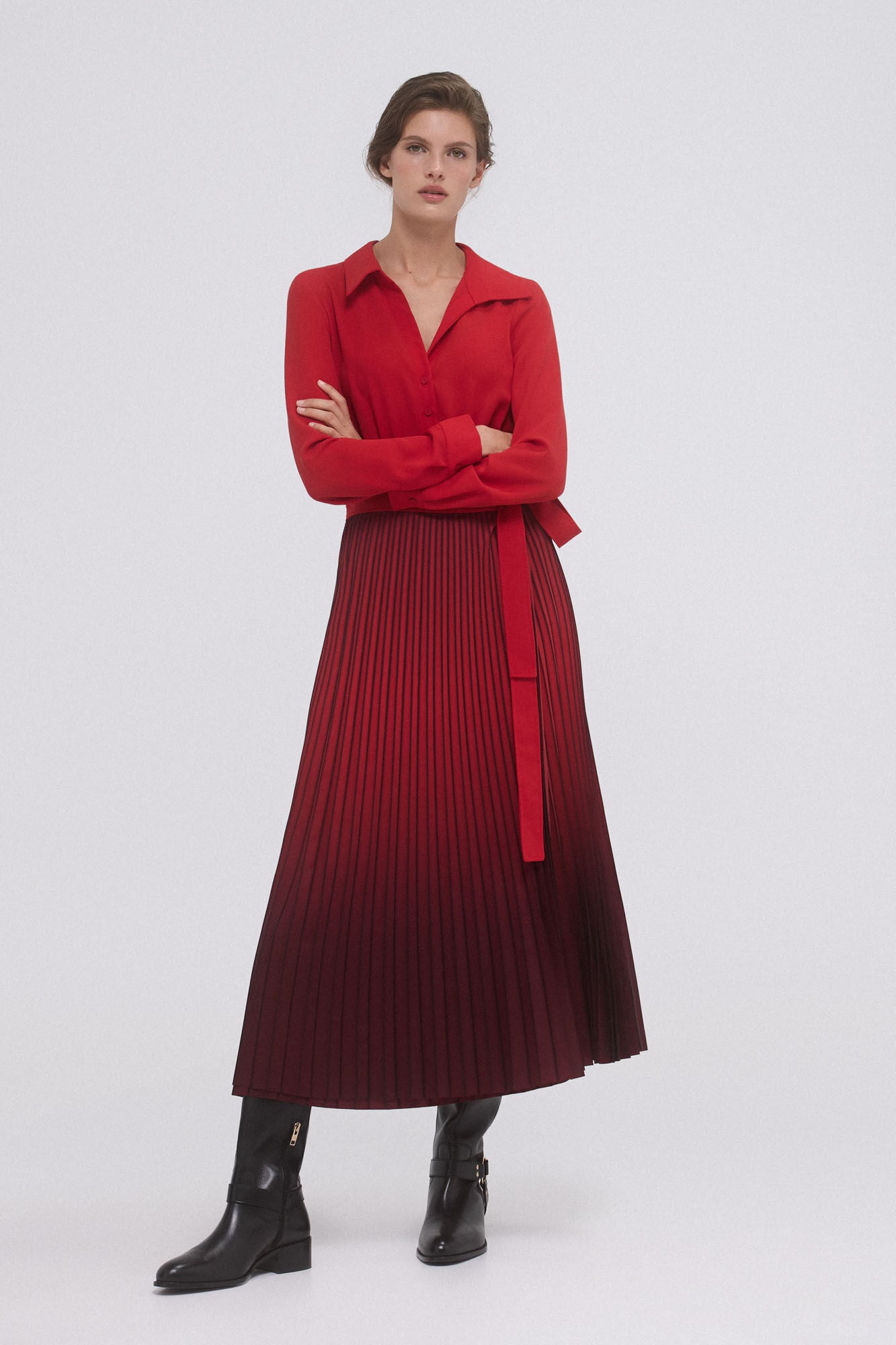 Pedro del Hierro Vestido plisado degrad&eacute;