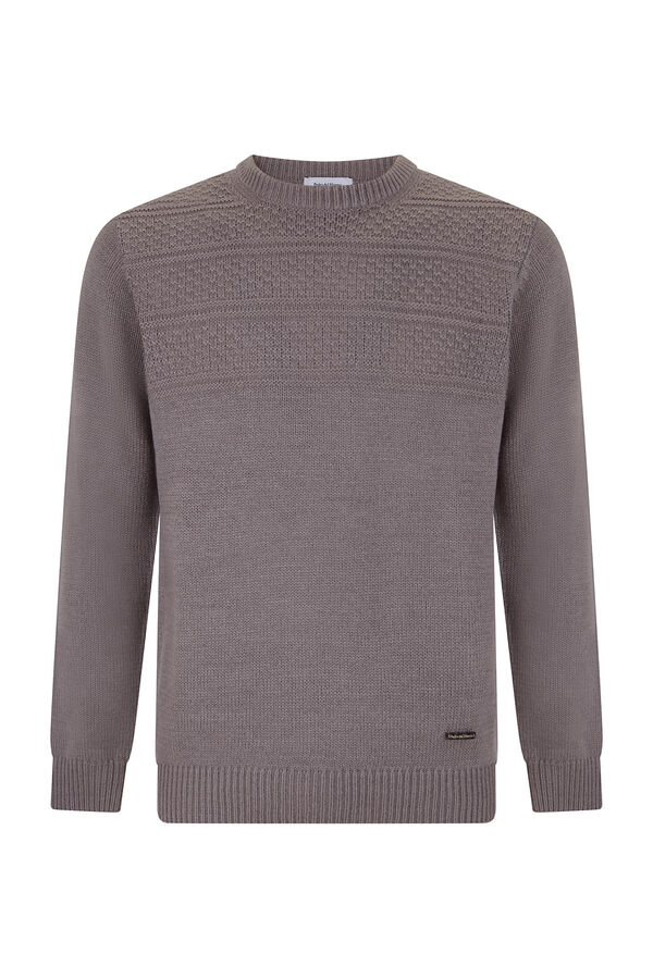 Pedro del Hierro Jersey lana fantas&iacute;a cuello redondo Gris