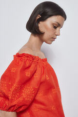 Pedro del Hierro Blusa romantica off shoulder Rojo