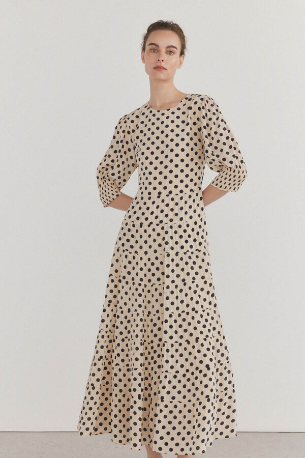 Pedro del Hierro Vestido de bolinhas com la&ccedil;o contrastante V&aacute;rios