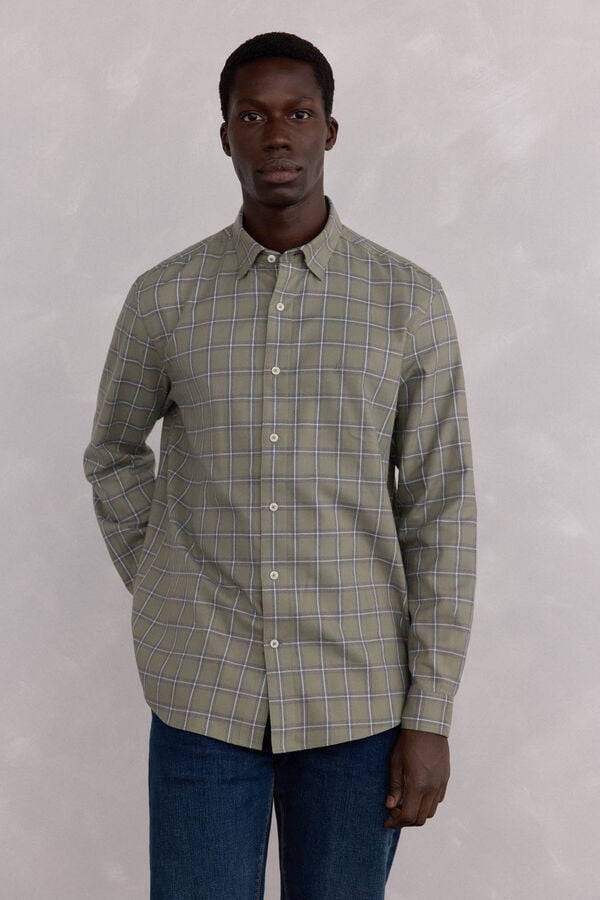 Pedro del Hierro Camisa cuadros Tencel Verde