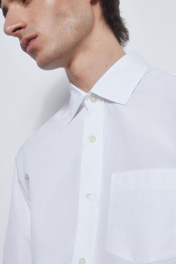 Pedro del Hierro Camisa popel&iacute;n tejido italiano Blanco