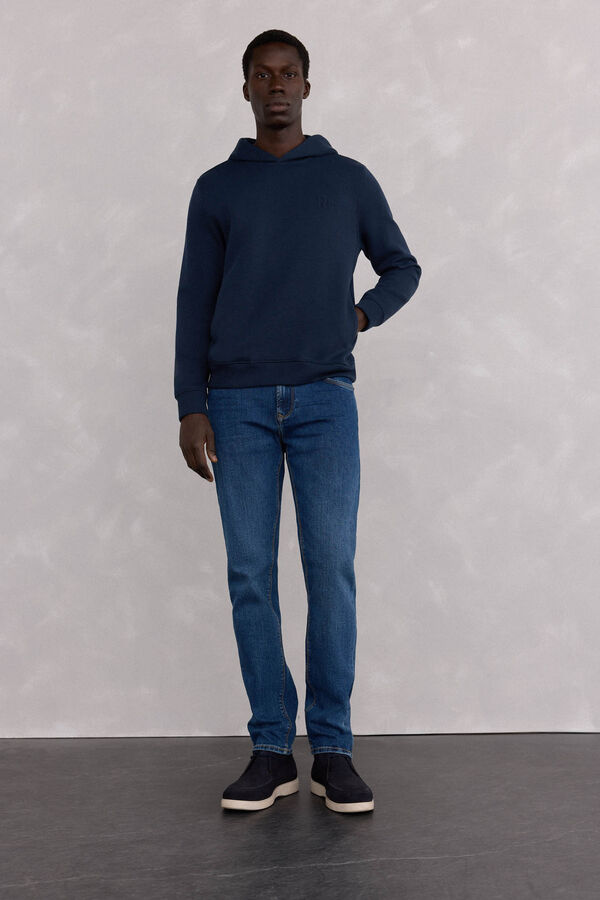 Pedro del Hierro Sweatshirt capuz logo bordado Azul
