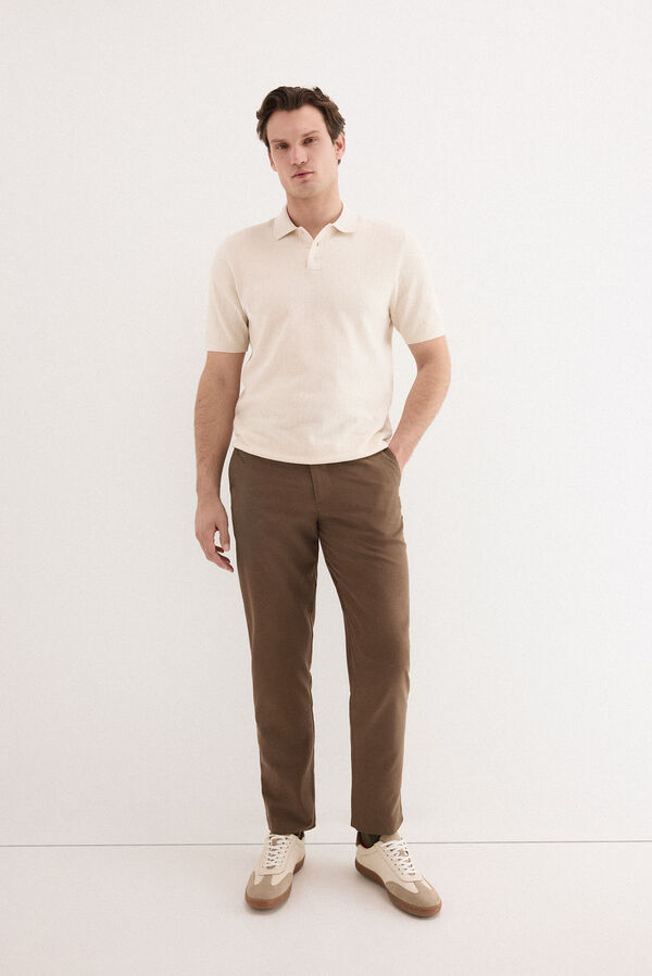 Pedro del Hierro Cal&ccedil;as worker regular em linho Marrom