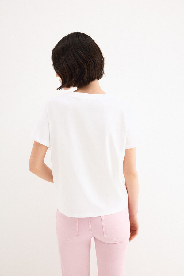 Pedro del Hierro T-shirt b&aacute;sica com plaquinha Branco