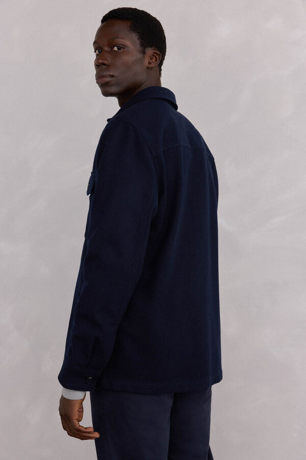 Pedro del Hierro Sobrecamisa lana lisa Azul