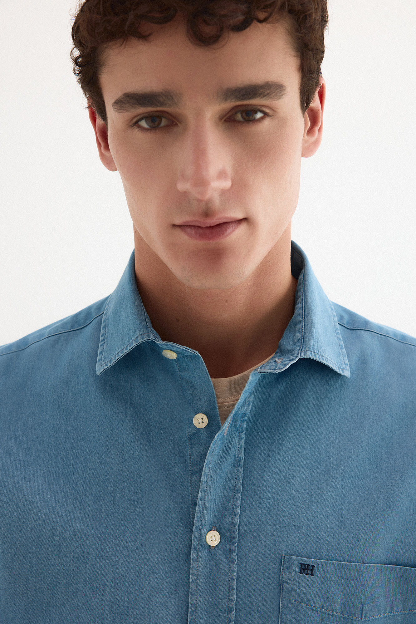 Pedro del Hierro Camisa denim de tecido italiano