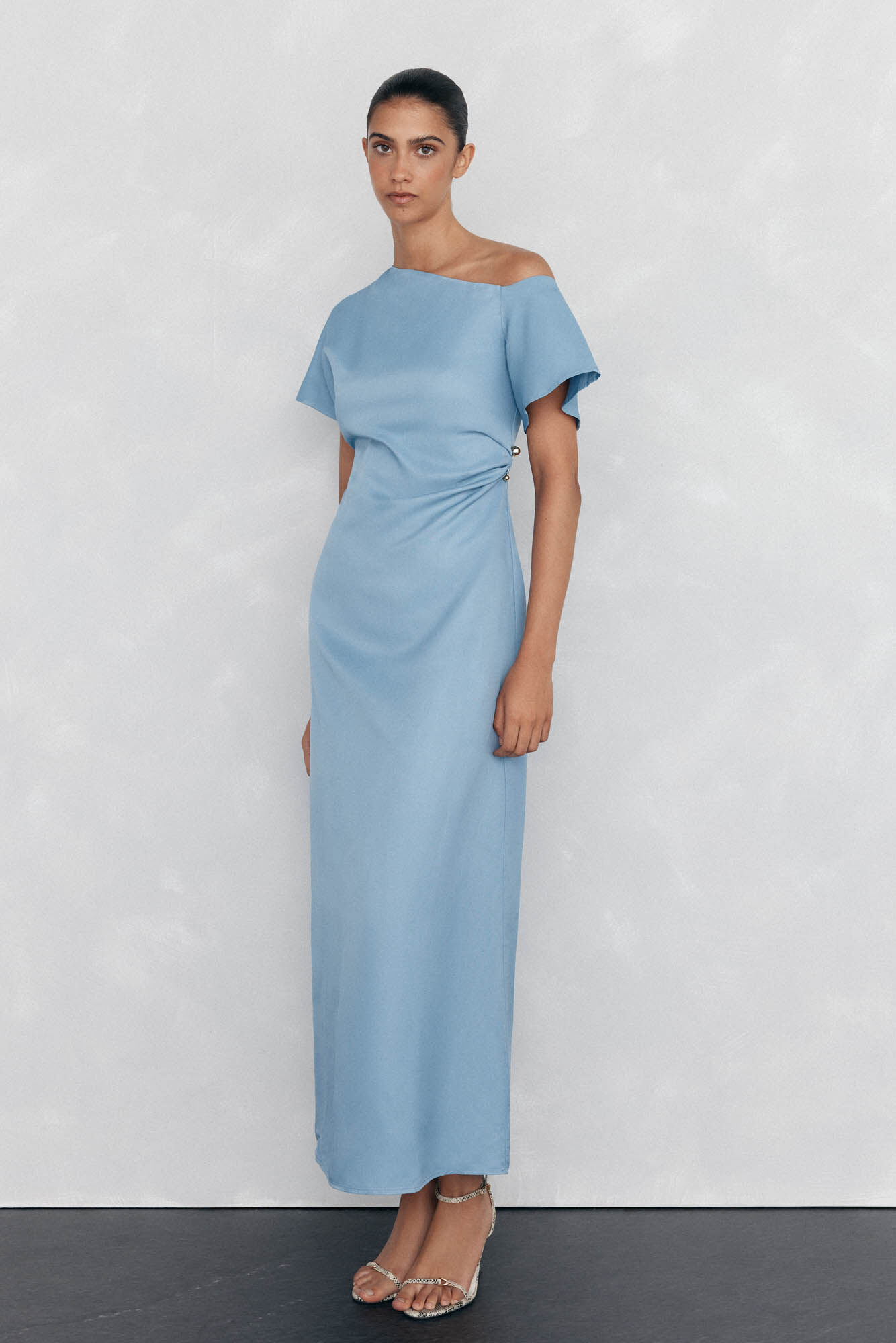 Pedro del Hierro Vestido midi com apliques assim&eacute;tricos