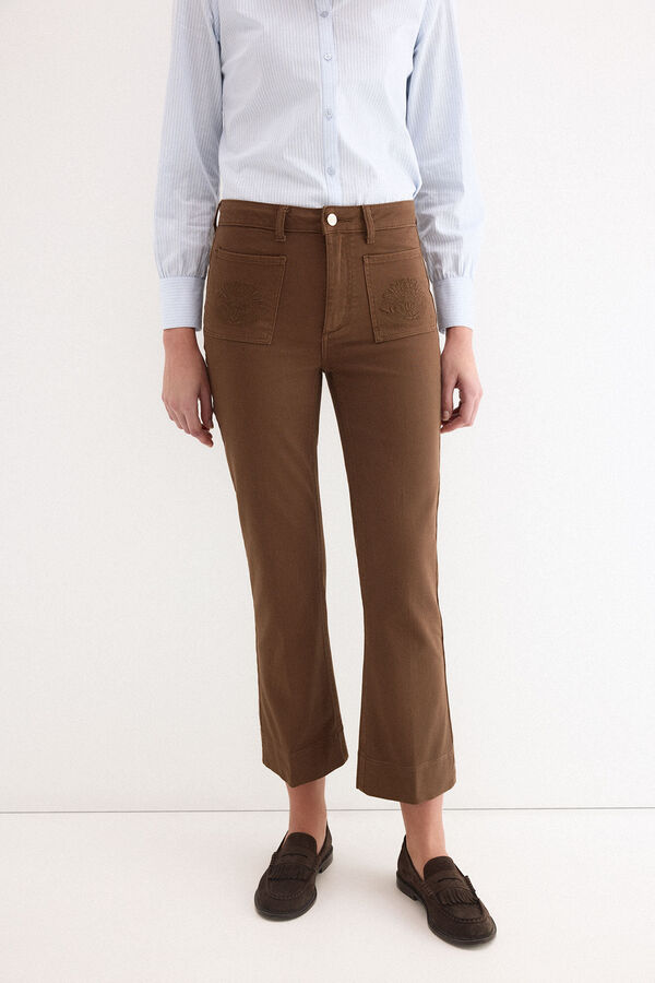 Pedro del Hierro Jeans flare cropped Marrom