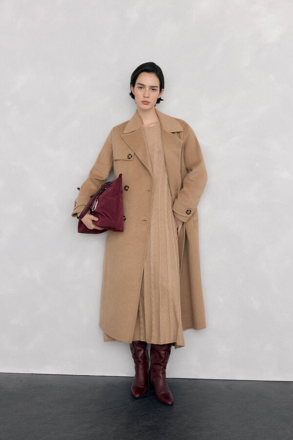 Pedro del Hierro Vestido de punto con ochos Beige