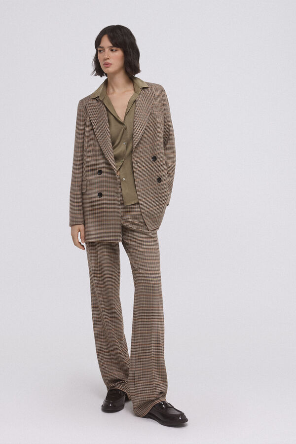 Pedro del Hierro Pantalón traje cuadros Marrón