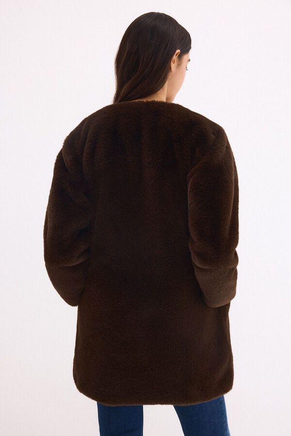 Pedro del Hierro Sobretudo de faux-fur Marrom