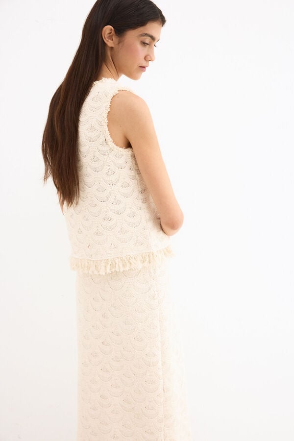 Pedro del Hierro Top crochet sin mangas Beige