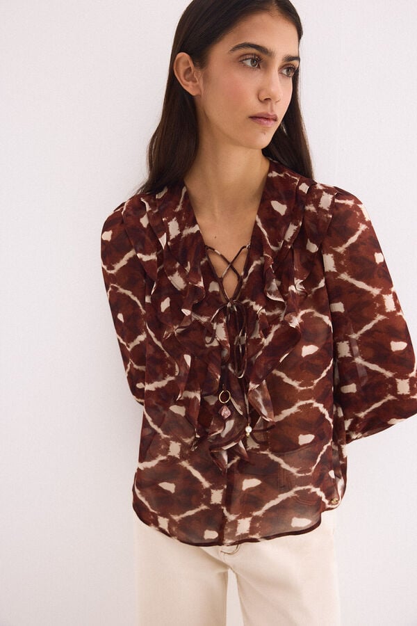 Pedro del Hierro Blusa estampada Marrom