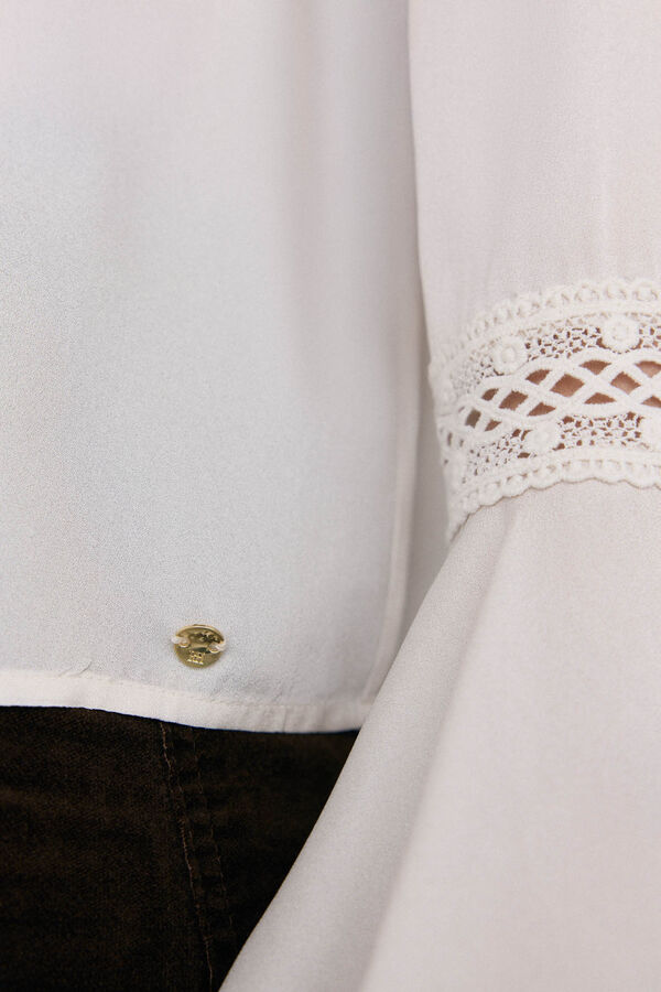 Pedro del Hierro Blusa de renda com babados Ecru