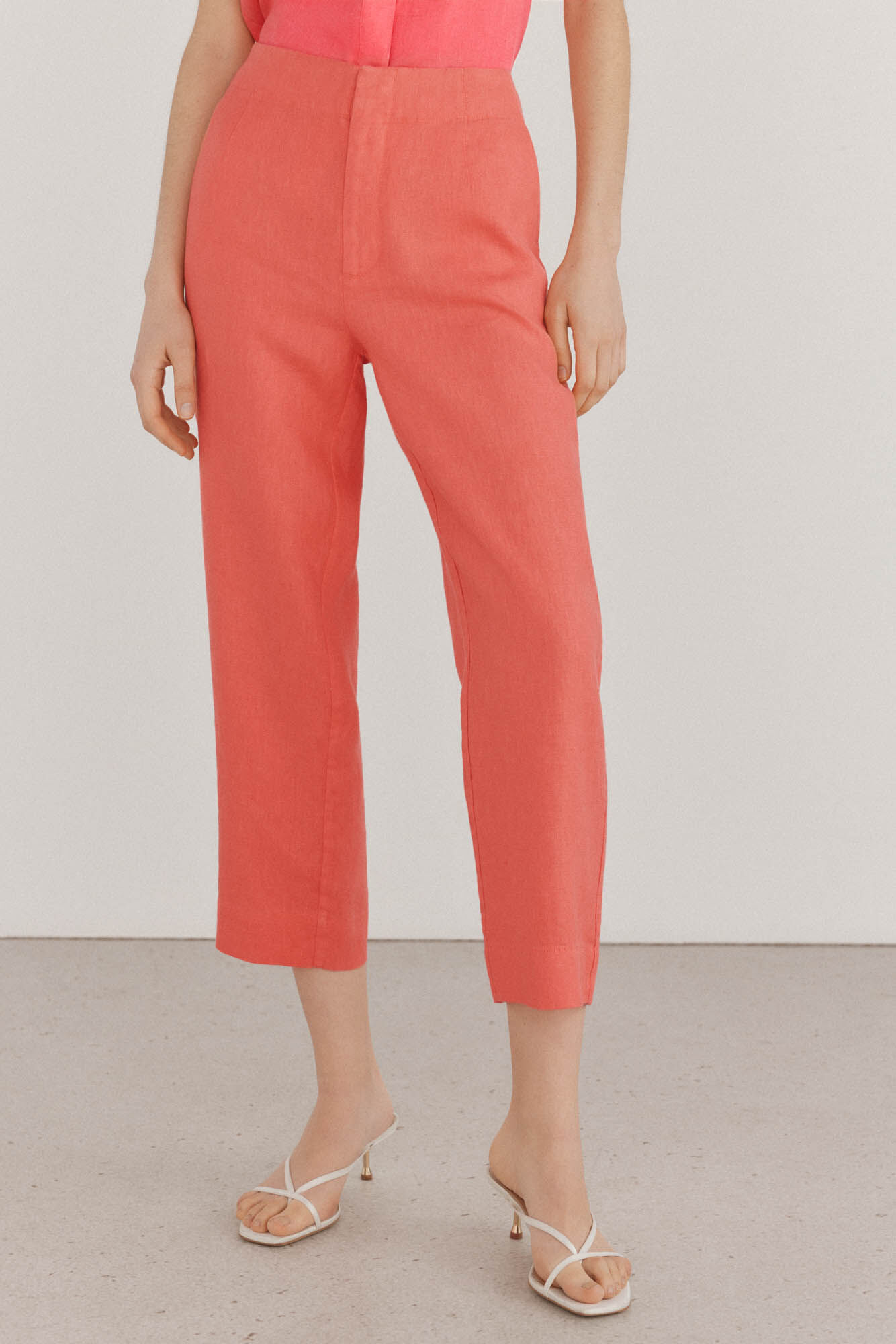 Pedro del Hierro Pantalones lino straight cropped