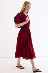 Pedro del Hierro Vestido midi com detalhe de franzidos na cintura Bordeaux