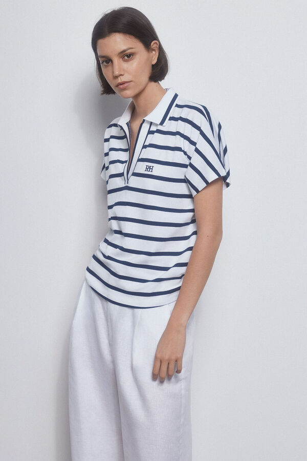 Pedro del Hierro Polo rayas manga corta Azul