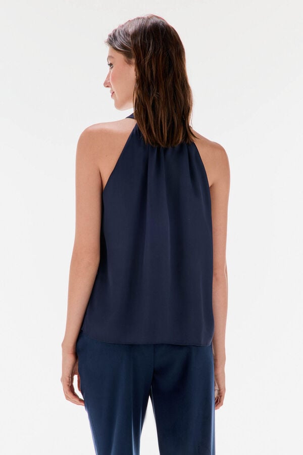 TFP by Tamara Falc&oacute; Top com la&ccedil;ada liso Azul
