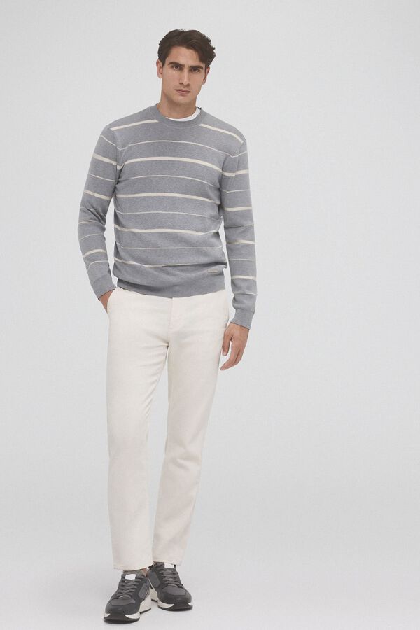 Pedro del Hierro Jersey punto rayas horizontales Gris