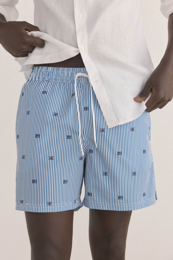 Pedro del Hierro Mai&ocirc; com estampado de logo riscas Azul