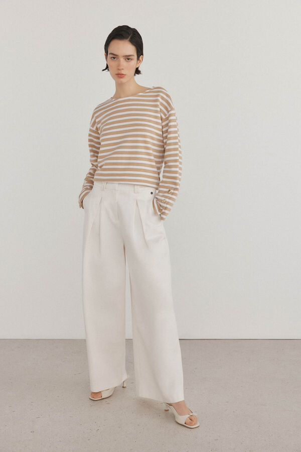 Pedro del Hierro Sudadera b&aacute;sica rayas Beige