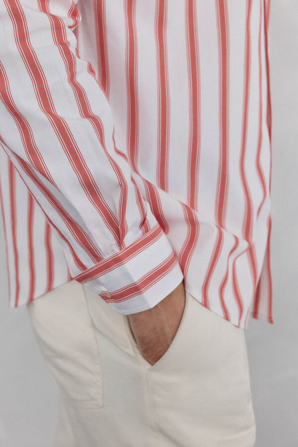 Pedro del Hierro Camisa riscas popelina Vermelho