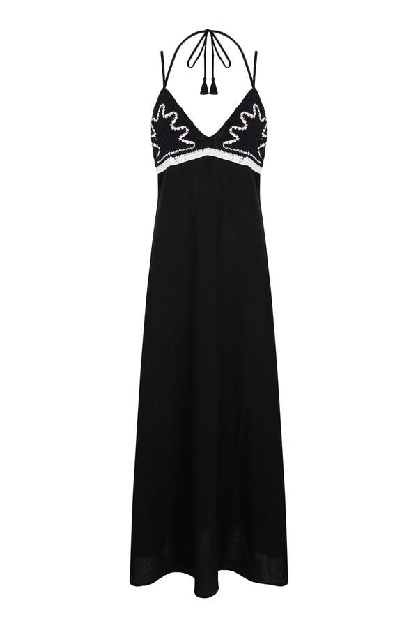 Pedro del Hierro Vestido beachwear em crochet Preto