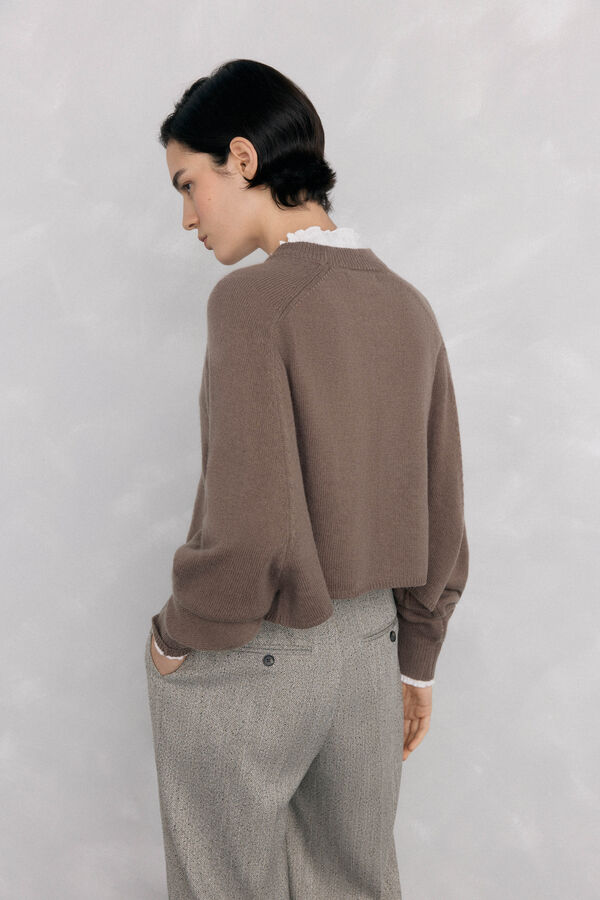 Pedro del Hierro Jersey oversize cropped Marr&oacute;n