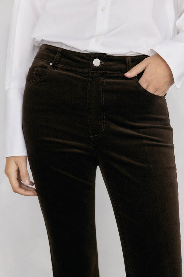 Pedro del Hierro Cal&ccedil;a flare de veludo cropped Marrom