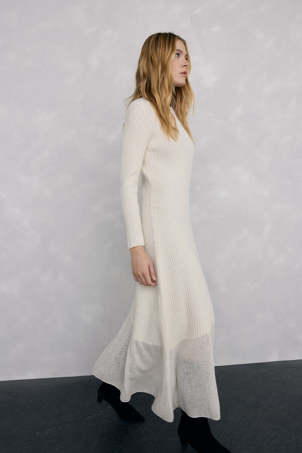 Pedro del Hierro Vestido de punto bajo desagujado Blanco