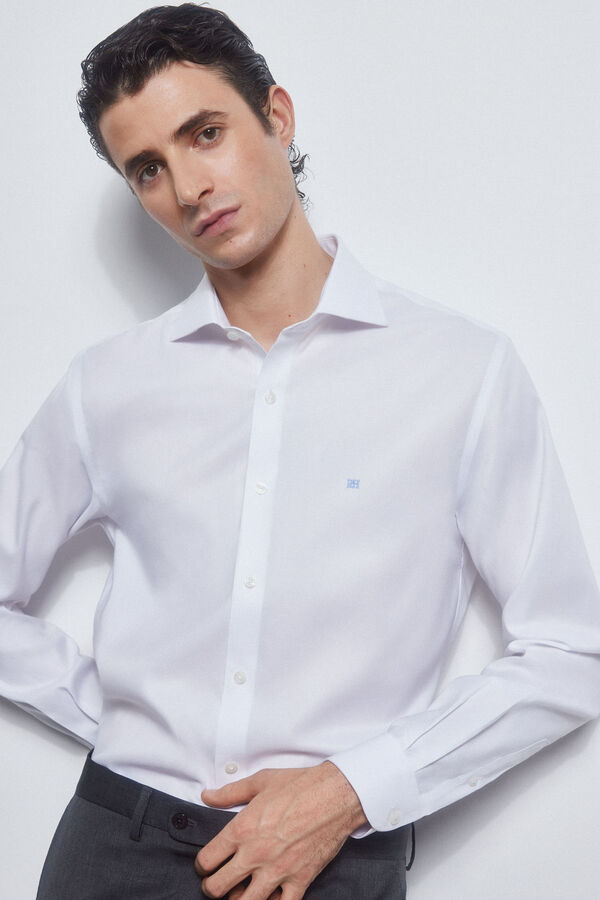 Pedro del Hierro camisa formal lisa non iron + antimanchas Branco