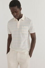 Pedro del Hierro Polo de rayas con bolsillo Beige