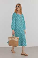 Pedro del Hierro Vestido caft&aacute;n estampado Turquesa