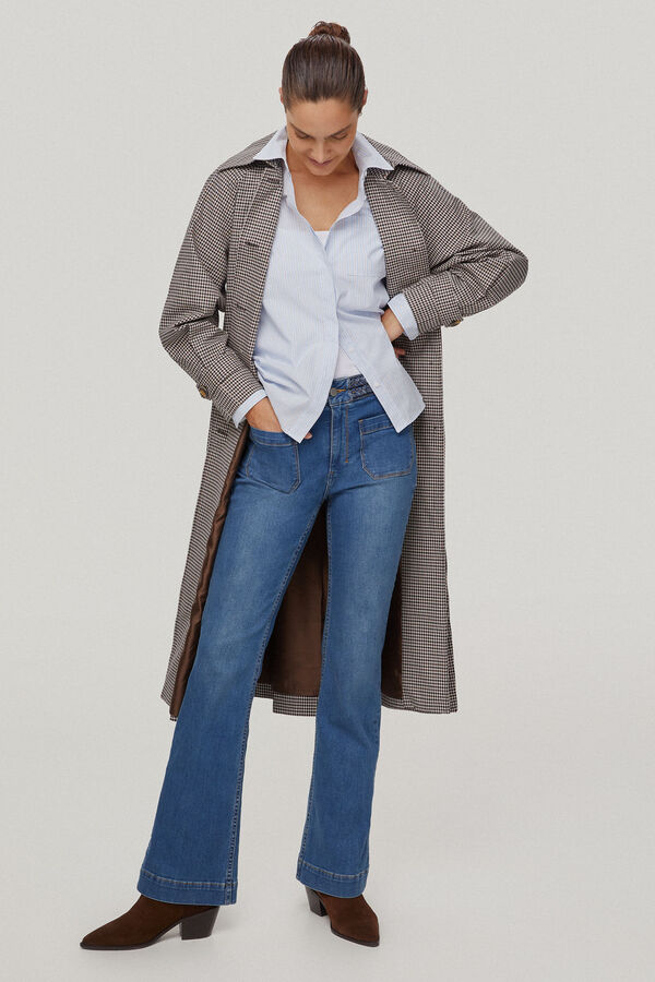 Pedro del Hierro Camisa popelina com punho duplo Azul