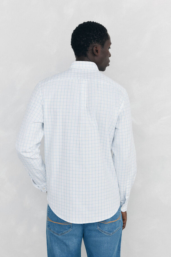 Pedro del Hierro Camisa Oxford Xadrez Escovada Azul
