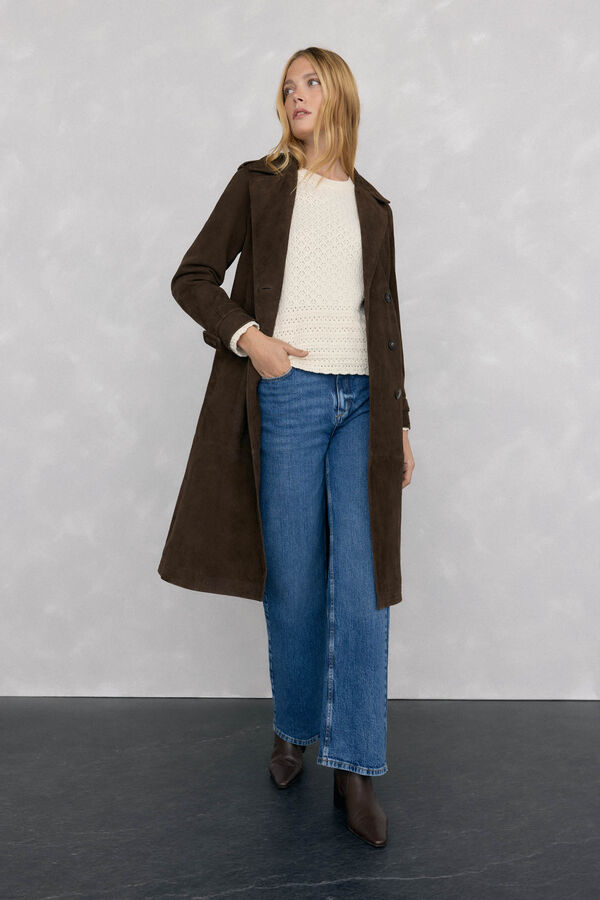 Pedro del Hierro Jersey fantas&iacute;a calada manga acampanada Crudo