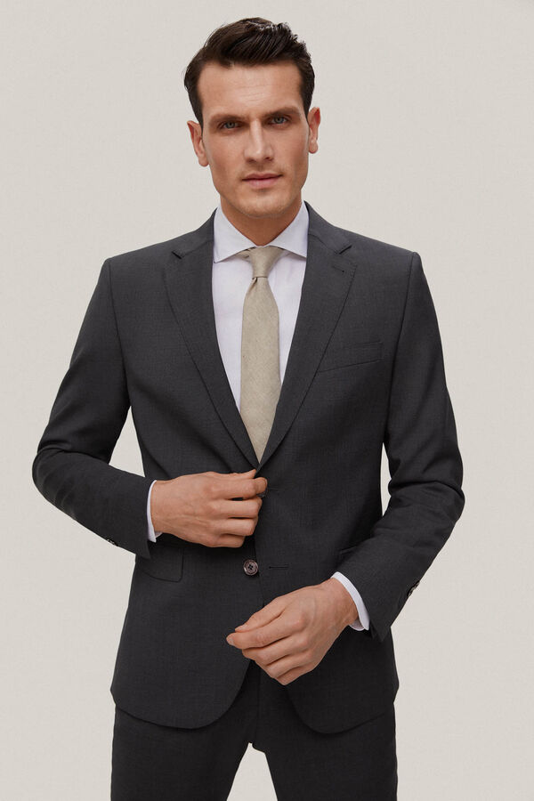 Pedro del Hierro Blazer fato liso bi<br>-stretch Cizento