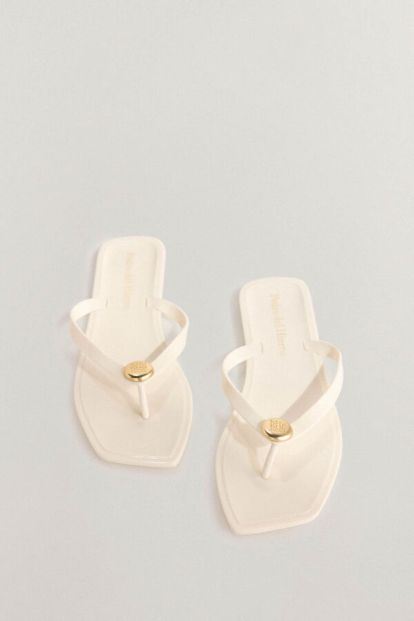 Pedro del Hierro Chinelo com logo Ecru